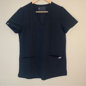 NWT Figs Technical Collection Black Casma Three Pocket Scrub Top Size XS
